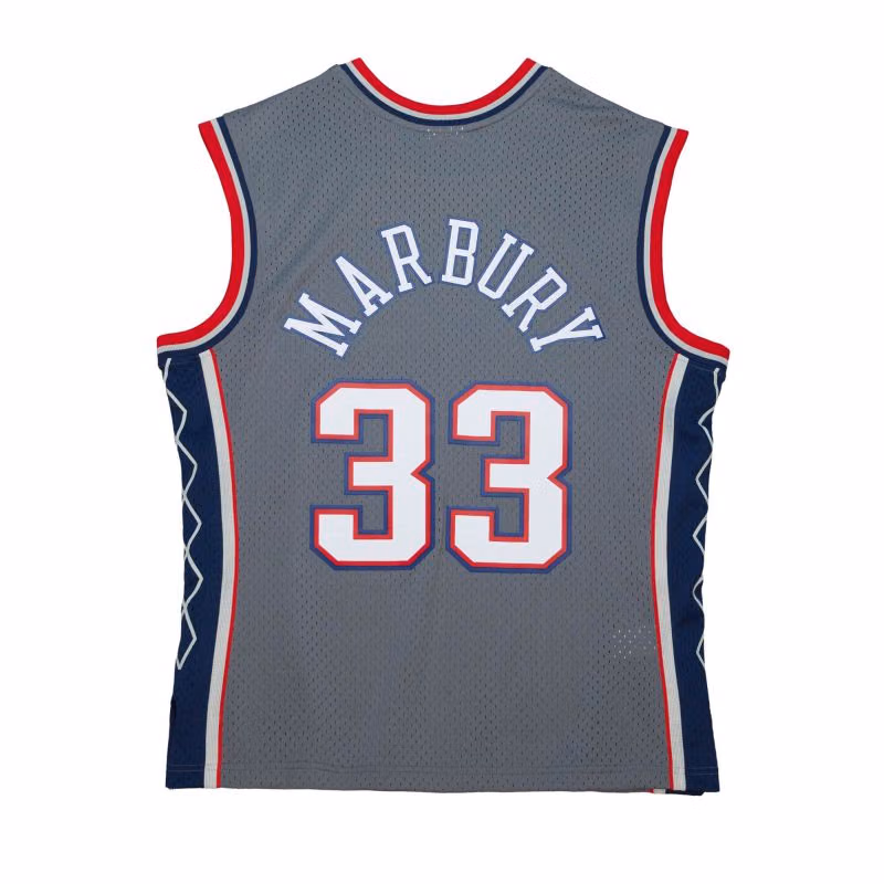 Stephon Marbury #33 New Jersey Nets 1999-00 Mitchell & Ness Alternate Swingman NBA Jersey Grey view 2