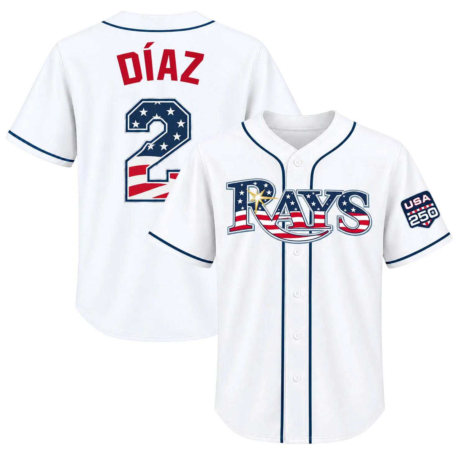 Tampa Bay Rays Yandy Diaz Patriotic Jersey Stunning Fan Apparel