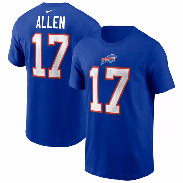 Josh Allen #17 Buffalo Bills Nike Player NFL T-Shirt Blue view 1