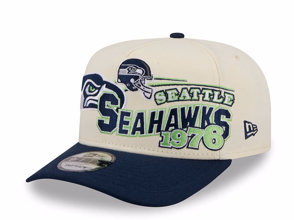 New Era Seattle Seahawks 1976 Classic Chrome Edition 9Fifty A Frame Snapback Hat front