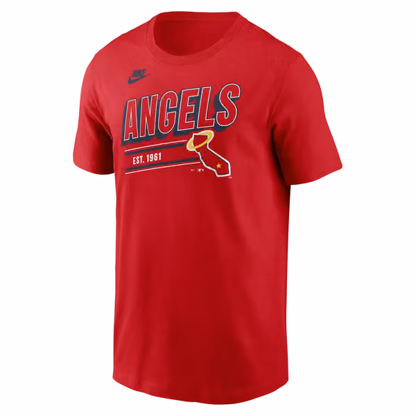 California Angels MLB Cooperstown Nike Cotton T-Shirt Red view 1