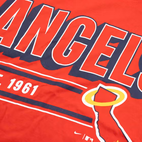 California Angels MLB Cooperstown Nike Cotton T-Shirt Red view 3