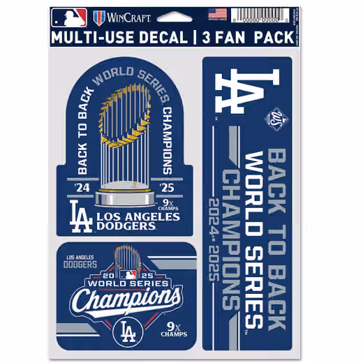Los Angeles Dodgers 2025 World Series Champions Decals Set (3 Pcs.) view 1