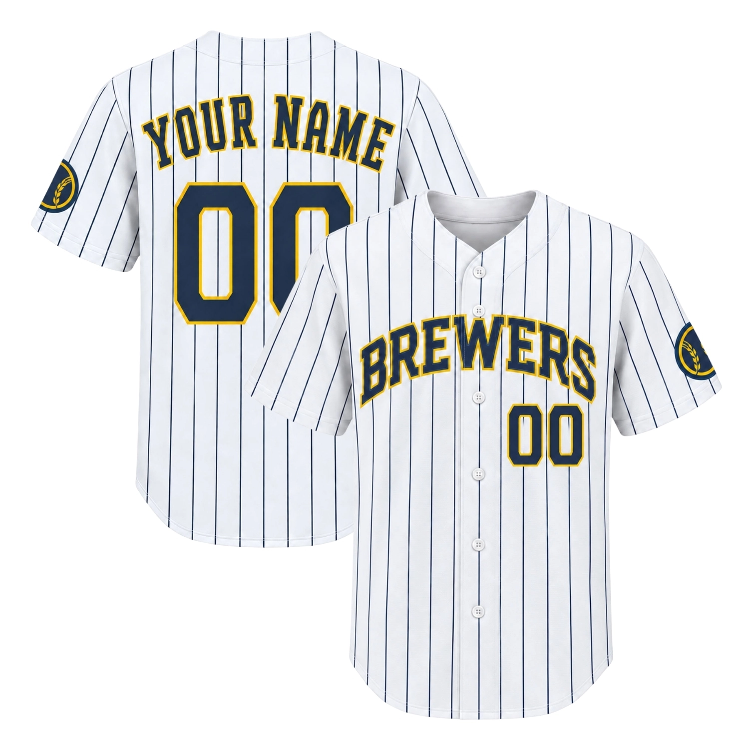 Brewers White Pinstripe Jersey Bold Alternate Home