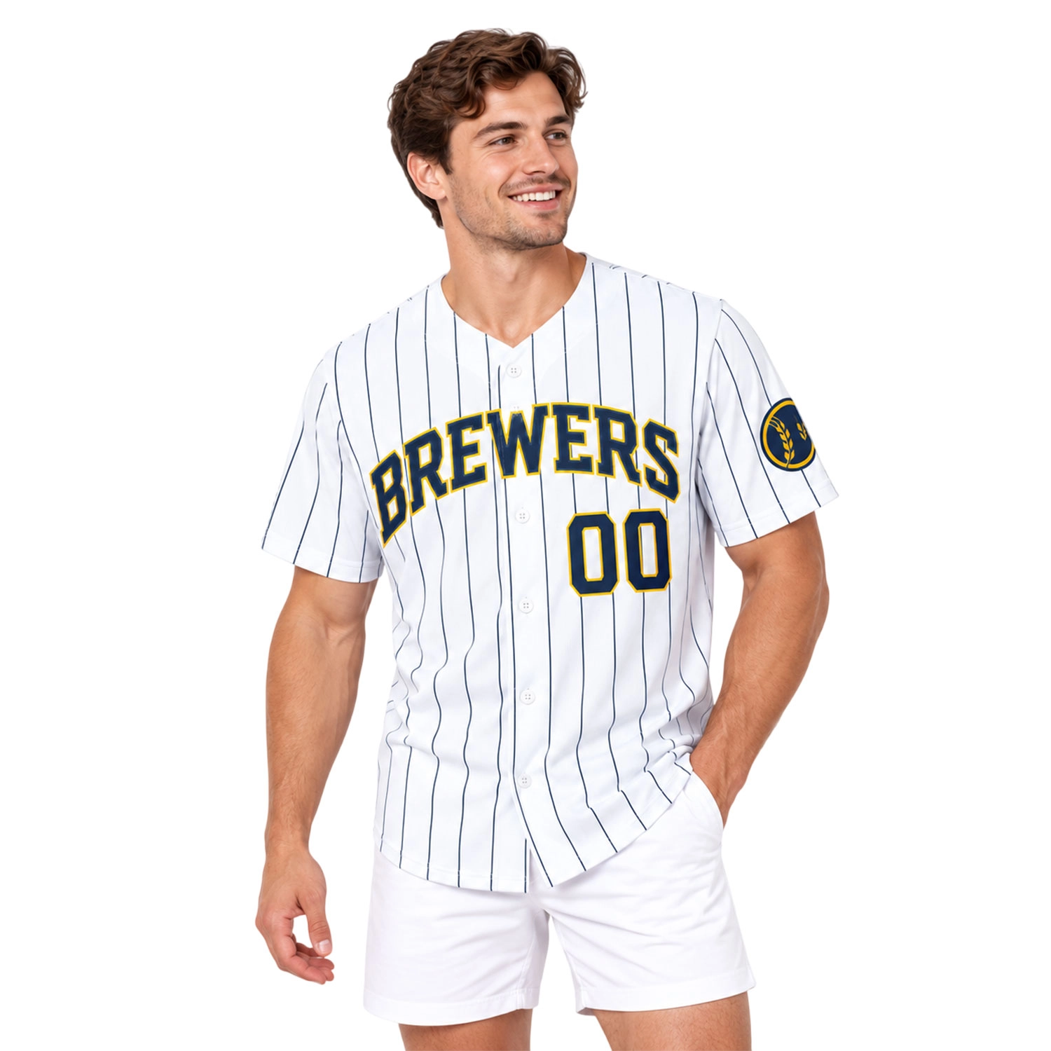 Brewers White Pinstripe Jersey Bold Alternate Home