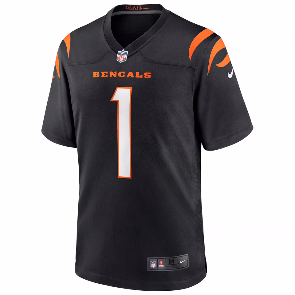 Ja'Marr Chase #1 Cincinnati Bengals Nike Game NFL Football Jersey Black view 2