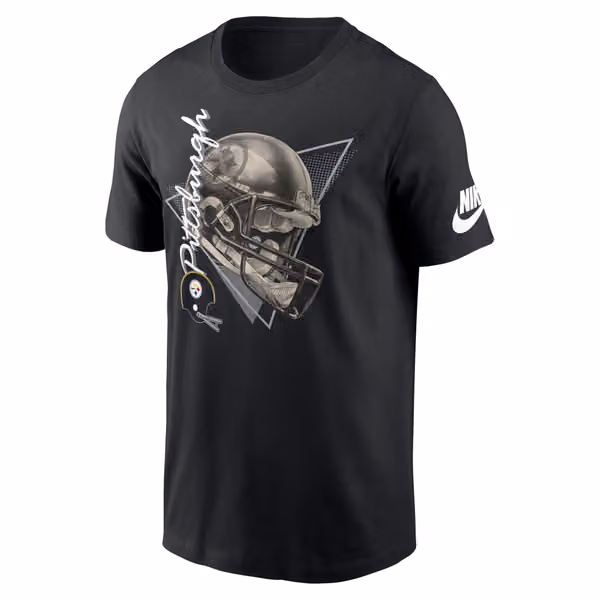 Pittsburgh Steelers Rewind Helmet Essential NFL T-Shirt Black view 1