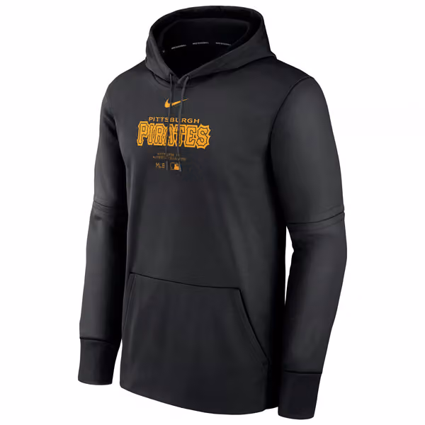 Pittsburgh Pirates 2024 MLB Authentic Practice Nike Therma Hoodie Black view 1