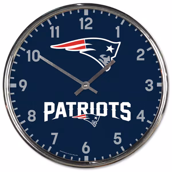 New England Patriots Chrome NFL Team Design Wall Clock view 1