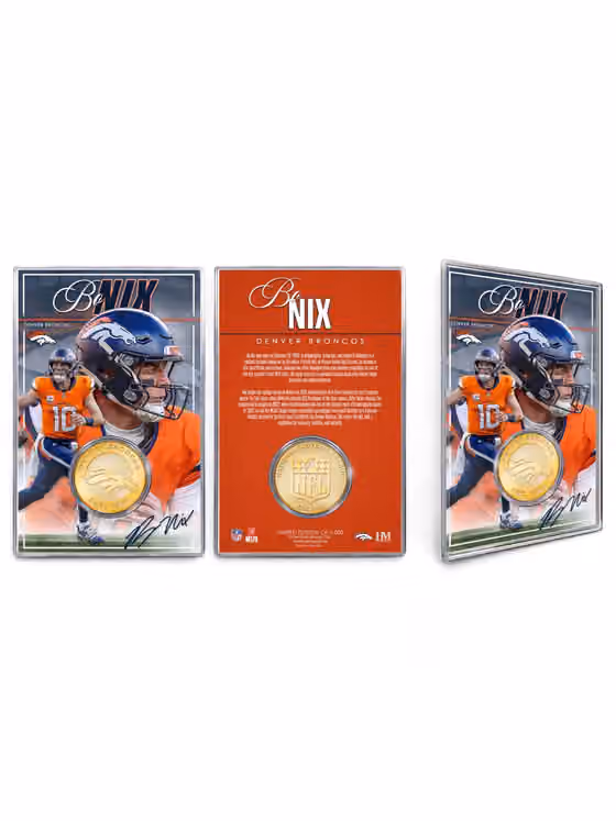 Bo Nix Denver Broncos Acrylic Bronze NFL Coin Card view 1