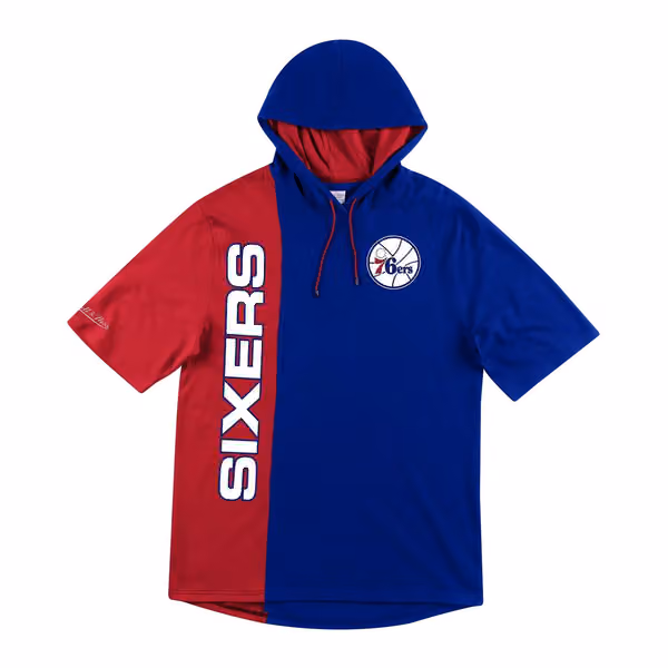 Philadelphia 76ers Split Mitchell & Ness Short Sleeve NBA Hoodie view 1