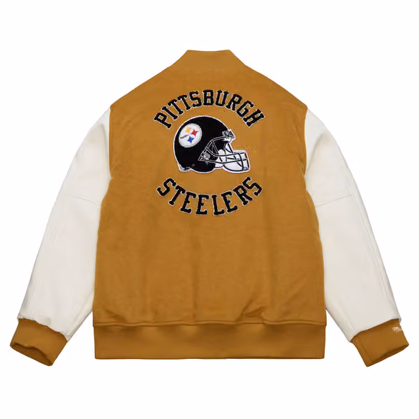 Pittsburgh Steelers Dusted Varsity NFL Jacket Brown/Cream view 2