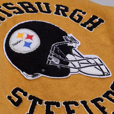 Pittsburgh Steelers Dusted Varsity NFL Jacket Brown/Cream view 6