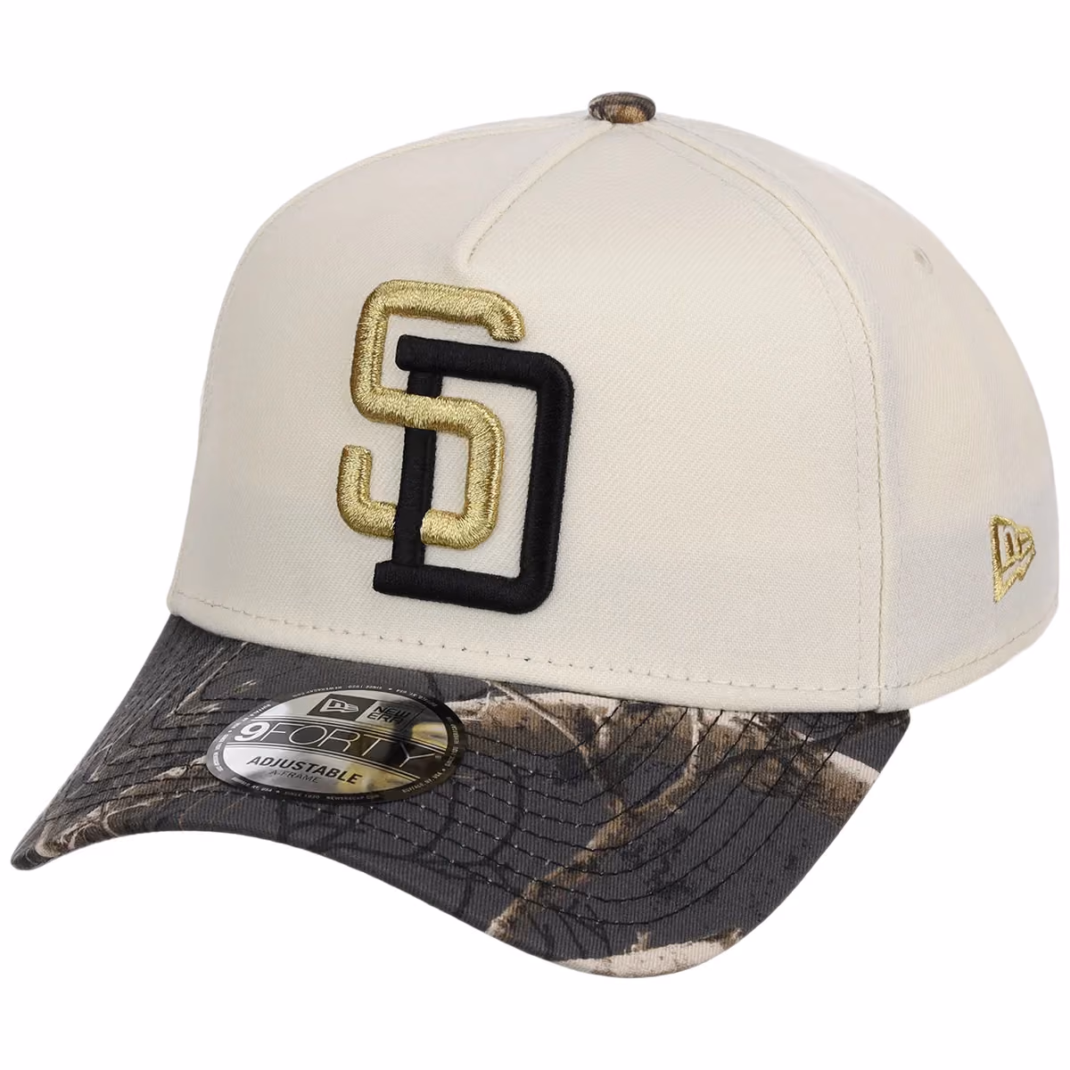 San Diego Padres MLB Black Realtree Chrome New Era 9FORTY detail view