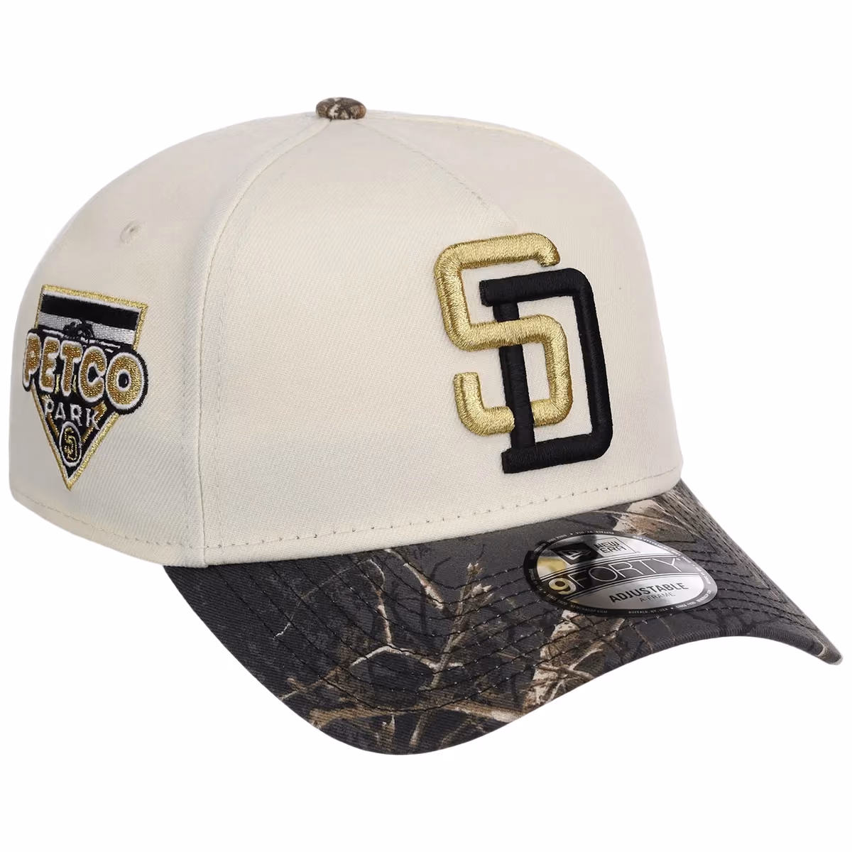San Diego Padres MLB Black Realtree Chrome New Era 9FORTY front view