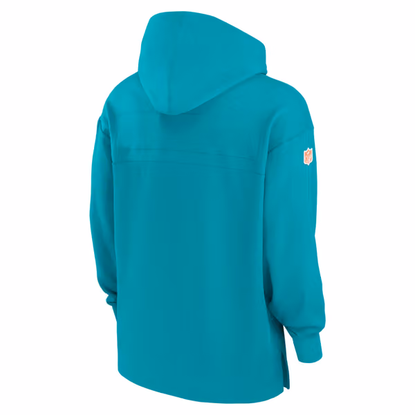Miami Dolphins 2024 NFL On-Field Sideline Nike Jersey Hoodie Aqua view 2