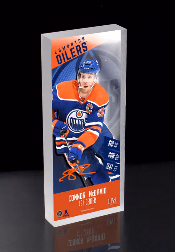 Connor McDavid Edmonton Oilers NHL Player Ticket 3D Block Art view 1