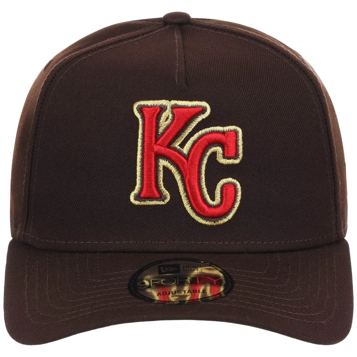 Kansas City Royals MLB Burnt Wood FASHION CORE New Era 9FORTY A-Frame detail view