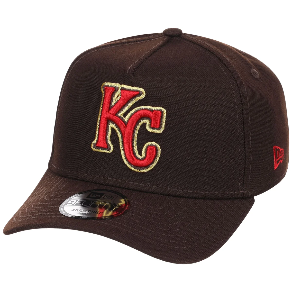 Kansas City Royals MLB Burnt Wood FASHION CORE New Era 9FORTY A-Frame detail view