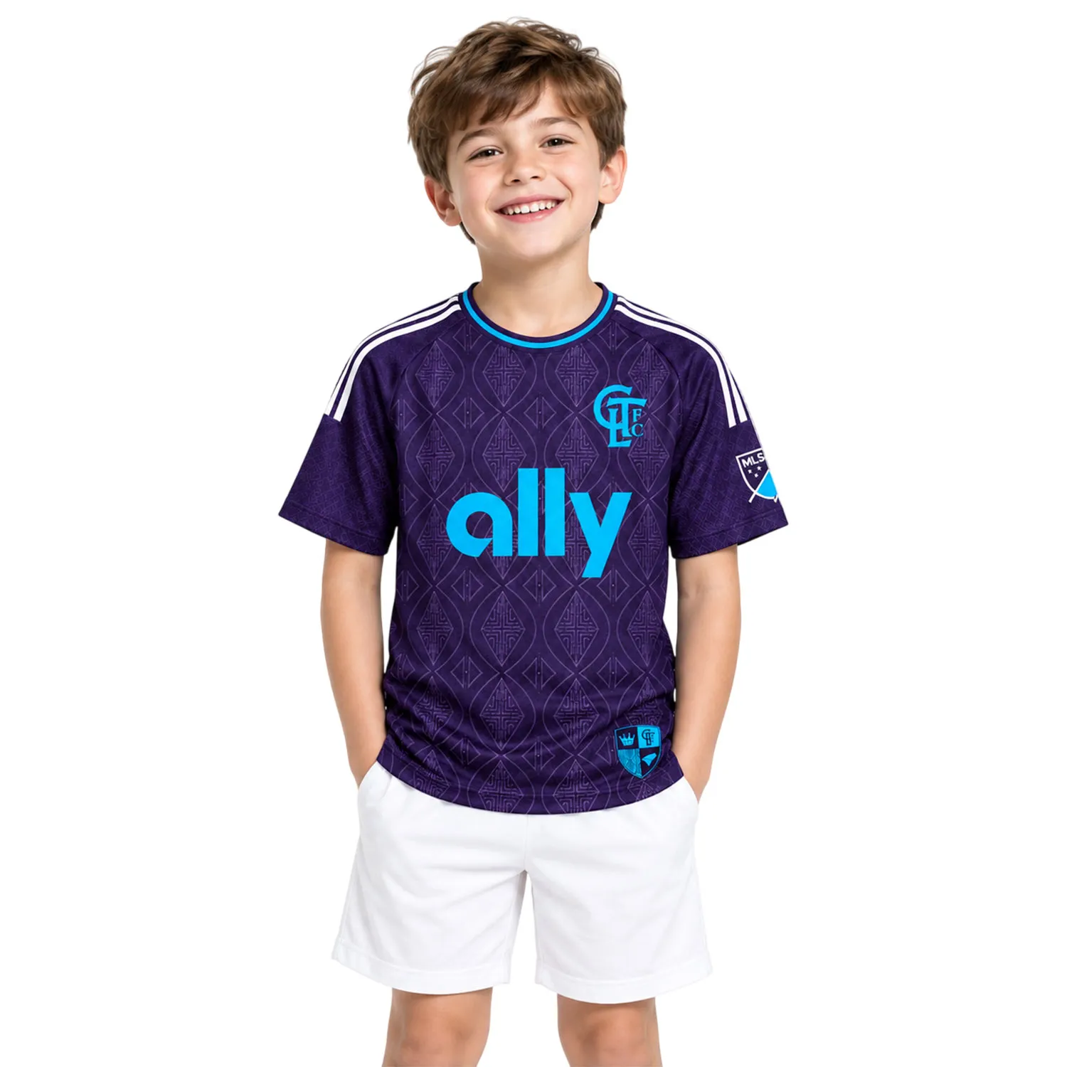 Kids Charlotte FC Purple Jersey Custom Player Bold Style