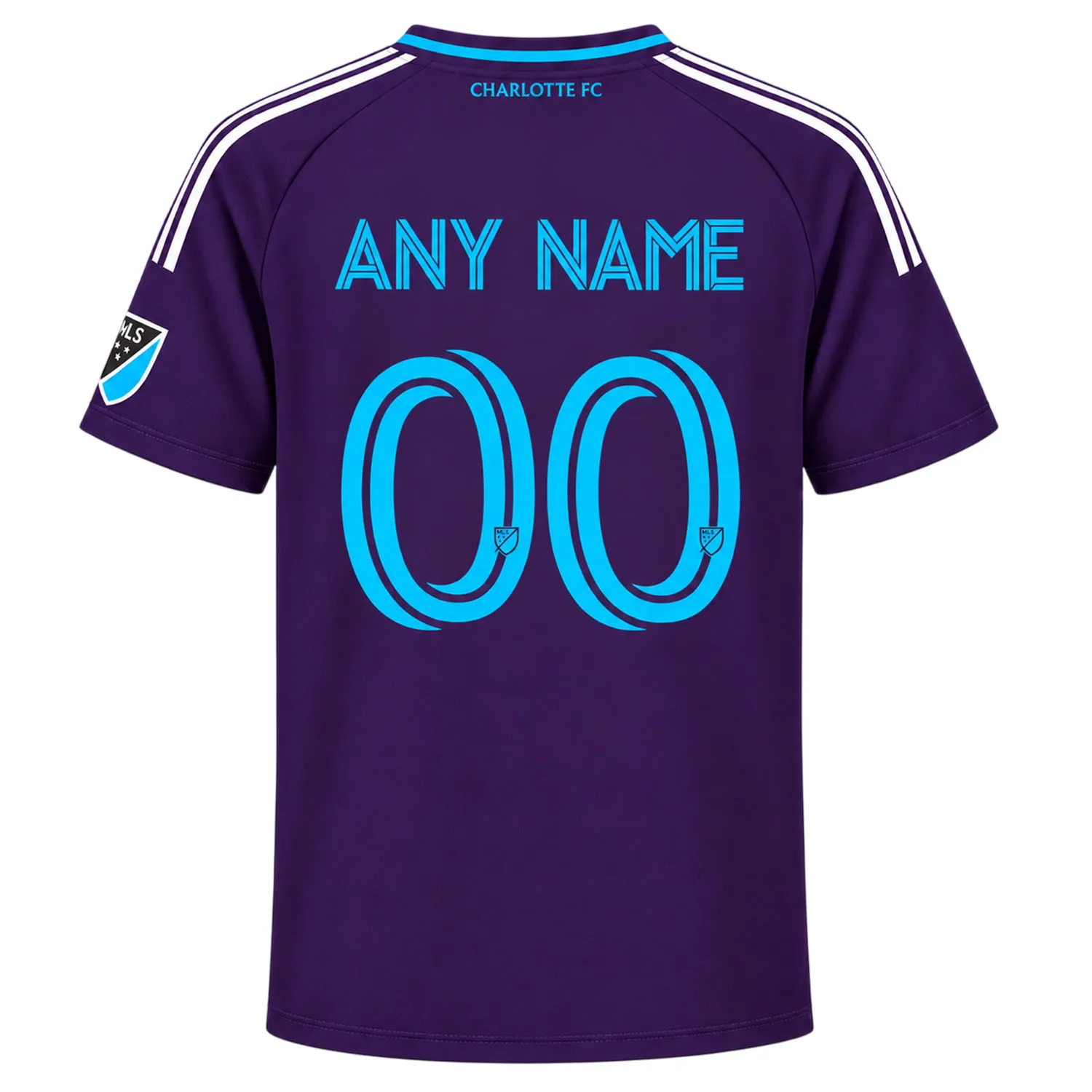 Kids Charlotte FC Purple Jersey Custom Player Bold Style