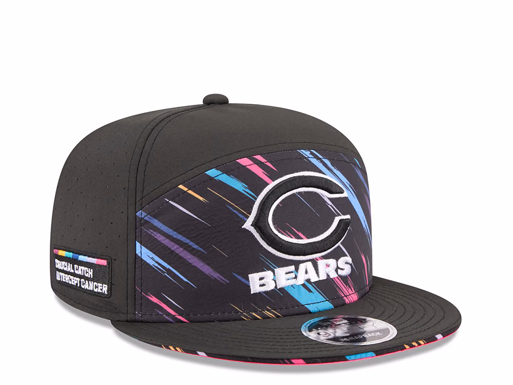 New Era Chicago Bears Crucial Catch 2026 Black Edition 9Fifty Split Panel Snapback Hat front