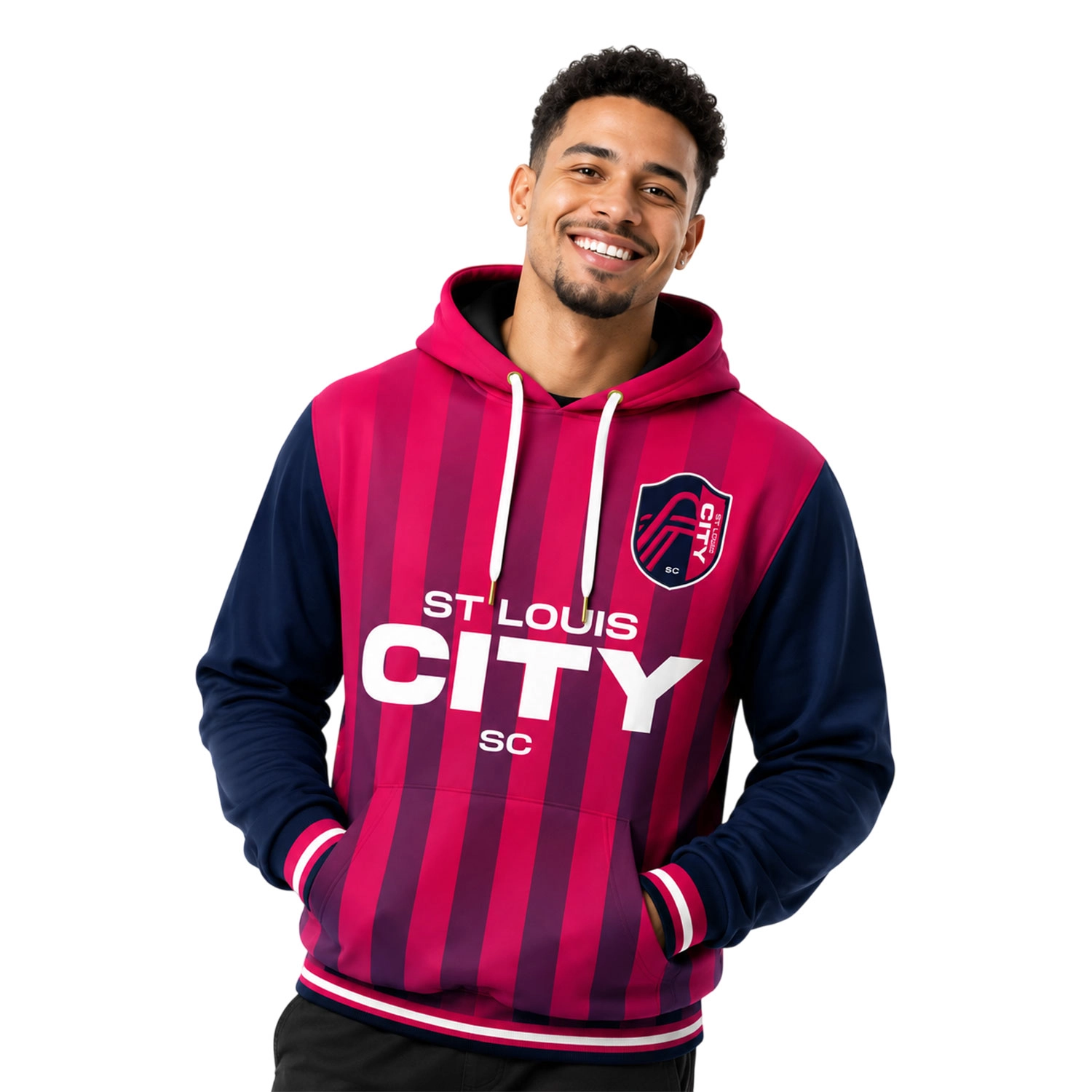 St Louis CITY Custom Hoodie Dynamic Red Navy Style