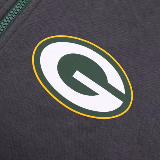 Green Bay Packers Playbook NFL Full-Zip Fleece Hoodie Anthracite view 3