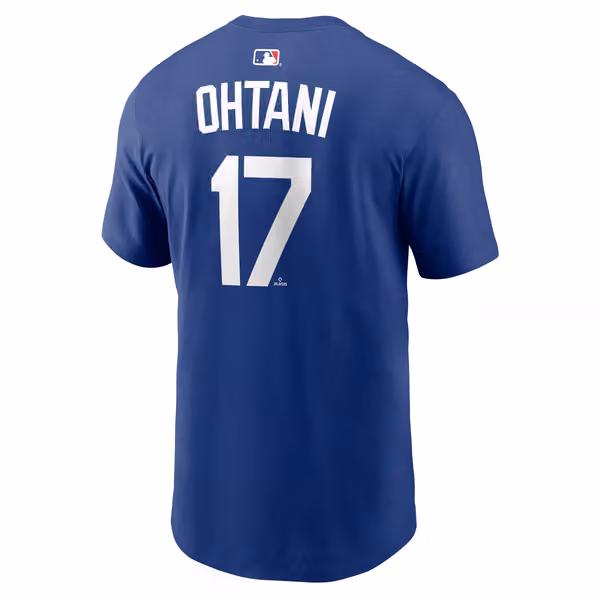 Shohei Ohtani #17 Los Angeles Dodgers Player MLB T-Shirt Blue view 3