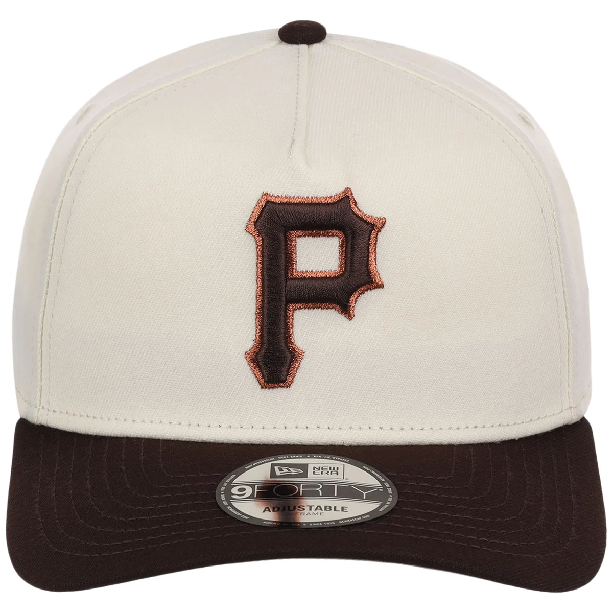 Pittsburgh Pirates MLB Chrome x Burnt Wood FASHION CORE New Era 9FORTY A-Frame detail view