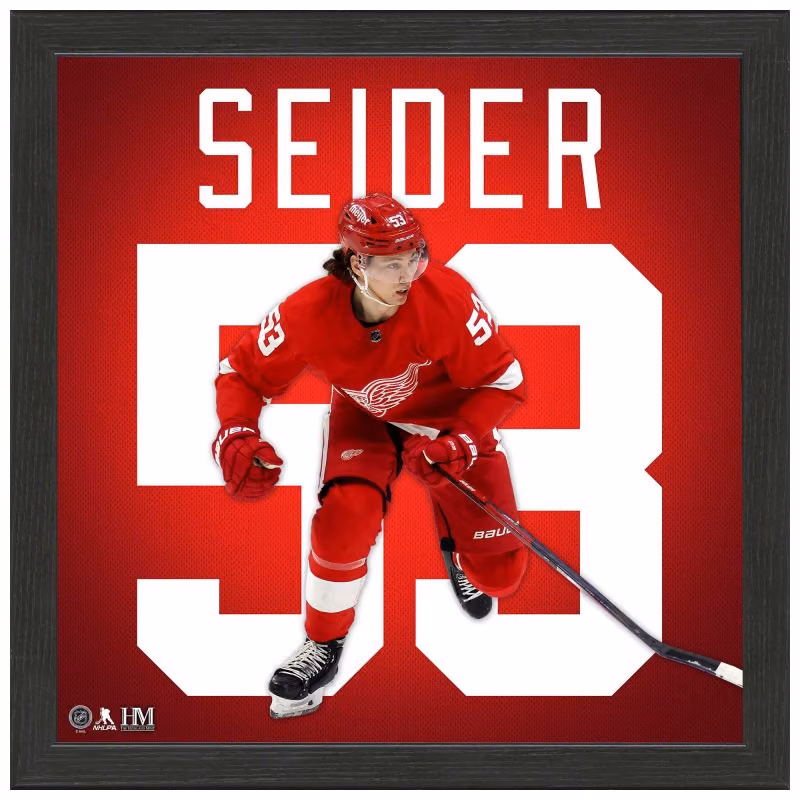 Moritz Seider #53 Detroit Red Wings Impact Jersey Framed NHL Photo view 1