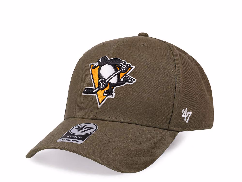 47Brand Pittsburgh Penguins Classic Olive Snapback Hat front