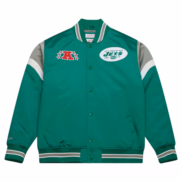 New York Jets Mitchell & Ness Heavyweight Satin NFL Jacket view 1