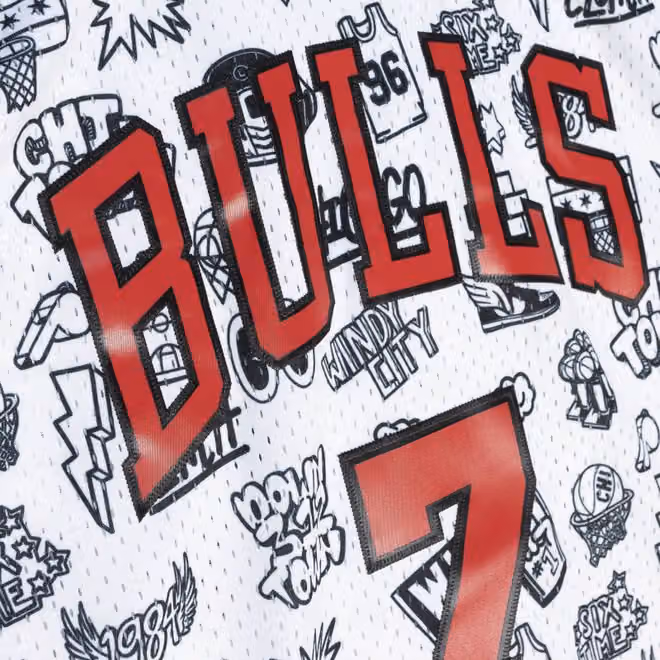 Toni Kukoč #7 Chicago Bulls Doodle Mitchell & Ness Swingman NBA Jersey view 3