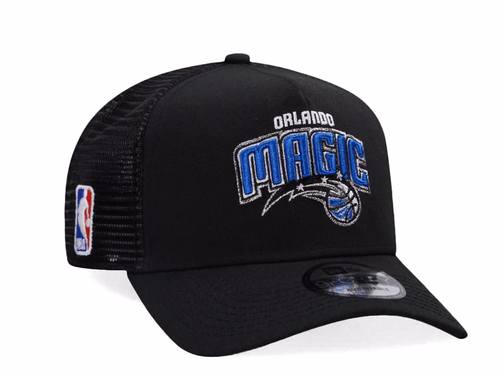 New Era Orlando Magic Black Classic Edition Trucker 9Forty A Frame Snapback Hat front