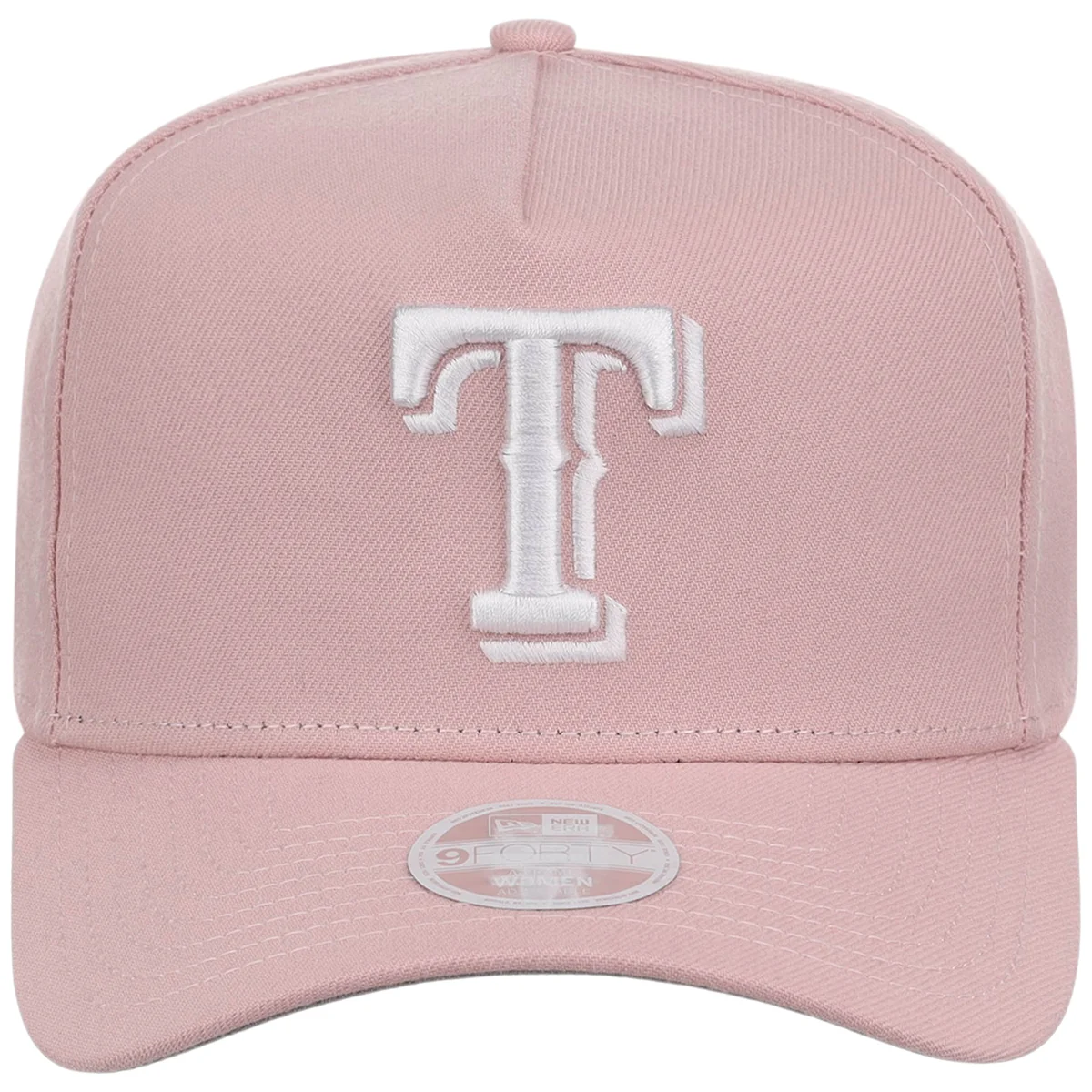 Texas Rangers Women's New Era 9FORTY Pink A-Frame detail view