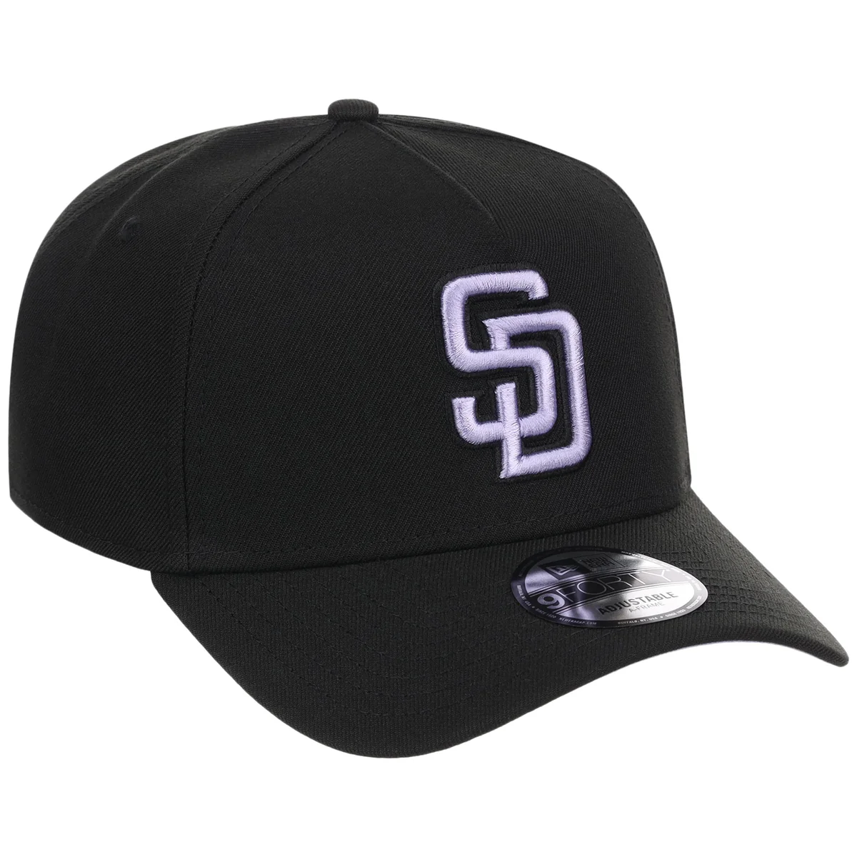 San Diego Padres MLB Black x Lavender FASHION CORE New Era 9FORTY A-Frame front view