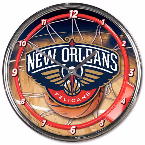 New Orleans Pelicans WinCraft Chrome NBA Wall Clock view 1