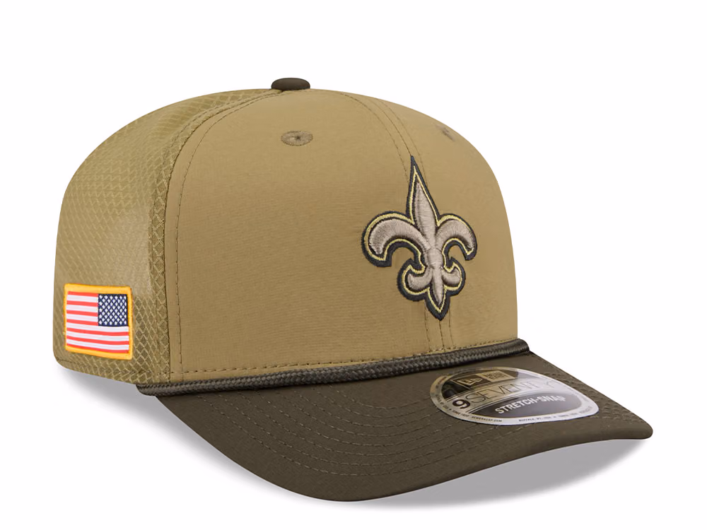 New Era New Orleans Saints Salute To Service 2025 9Seventy Snapback Hat front