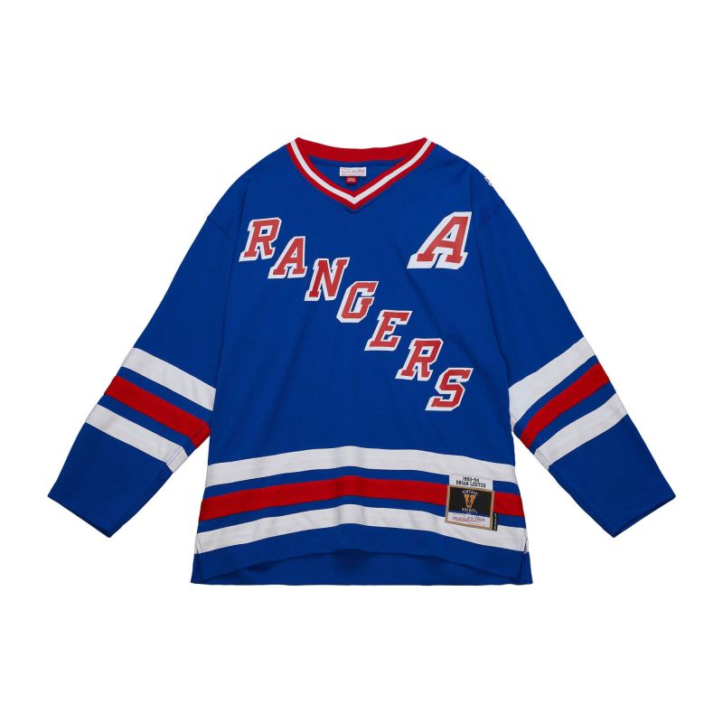 Brian Leetch #2 New York Rangers 1993-94 Mitchell & Ness NHL Jersey Blue view 2