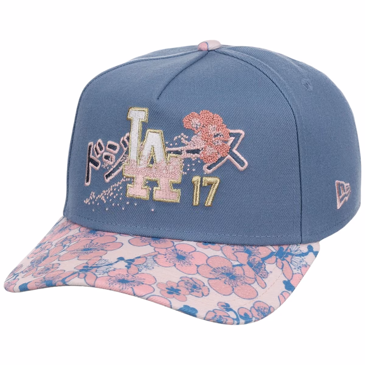 Los Angeles Dodgers Pacific Canvas New Era 9FORTY (Indigo/Floral) detail view