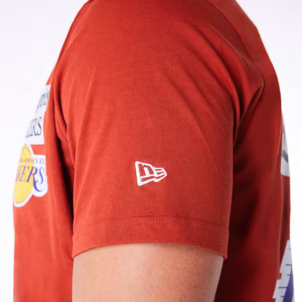 Los Angeles Lakers Newspaper Script New Era NBA T-Shirt Red view 4