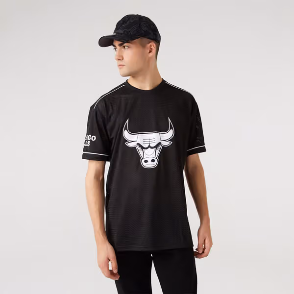 Chicago Bulls Oversized New Era Mesh NBA Fan Jersey Black view 1