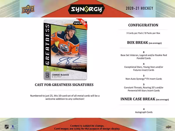 2020/21 Upper Deck Synergy Hockey Hobby Box NHL view 5