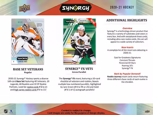 2020/21 Upper Deck Synergy Hockey Hobby Box NHL view 2