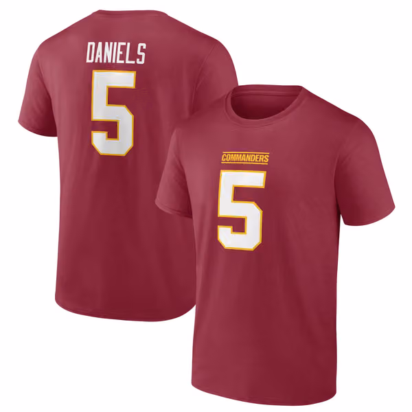 Jayden Daniels #5 Washington Commanders Player NFL T-Shirt Red view 1
