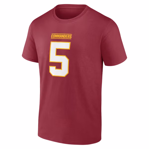 Jayden Daniels #5 Washington Commanders Player NFL T-Shirt Red view 2