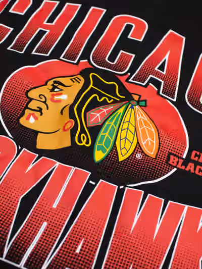 Chicago Blackhawks Throwback Black Boxy Oversized NHL T-Shirt view 3