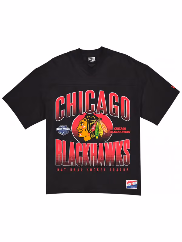 Chicago Blackhawks Throwback Black Boxy Oversized NHL T-Shirt view 1