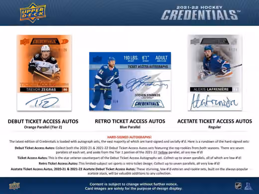 2021/22 Upper Deck Credentials NHL Hockey Hobby Box view 3